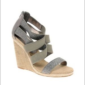 ASOS SPICER Stretch Wedge Sandals Silver US 7